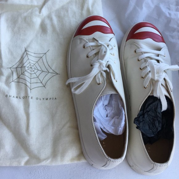 Charlotte Olympia red lips leather sneaker sz 40 - Picture 6 of 8